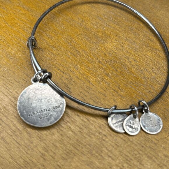 ALEX AND ANI Alpha Delta Pi Charm Bangle Silver Tone Bracelet - Picture 3 of 5